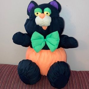 Vintage Nylon Halloween Black Cat Plush 90s